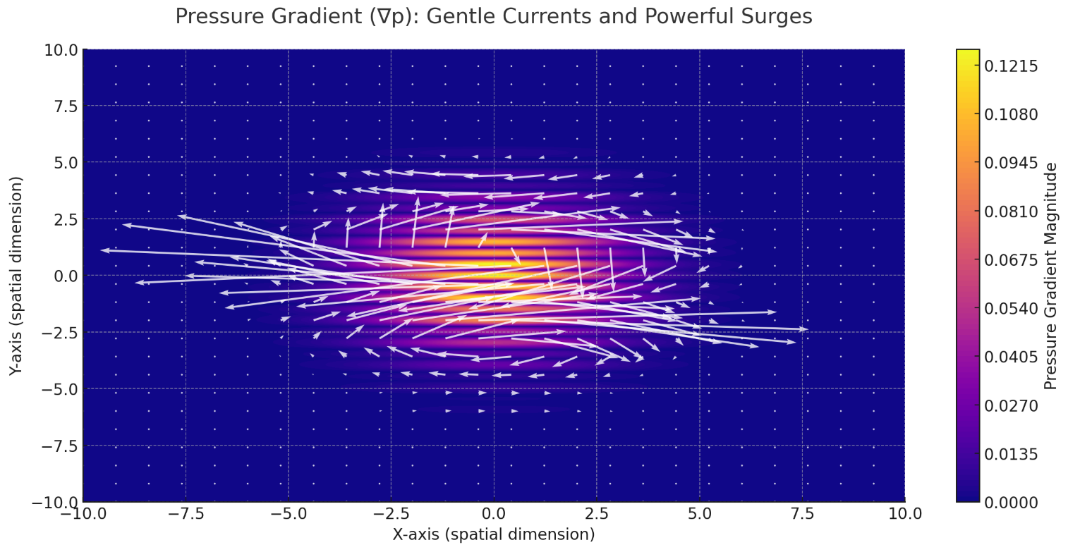Visualization of Pressure Gradient (∇p) in a river